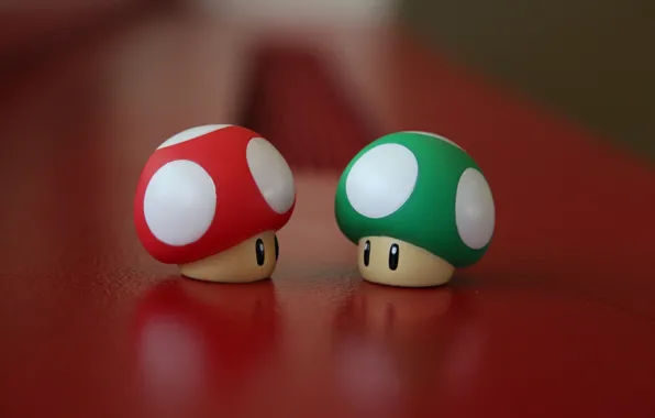 Picture red, green, table, mushrooms, mushroom, hats, mushroom, mushrooms
