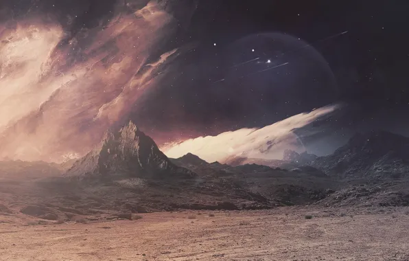 Picture planet, mountains, fantasy, imagination, planet, cosmos, space