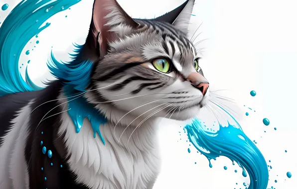 Picture White background, Face, Cat, Cat, Look, Rendering