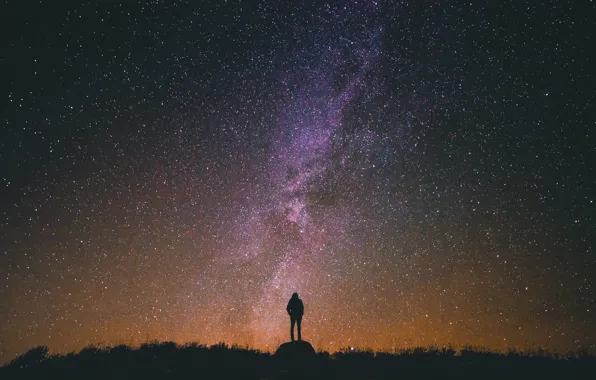 Picture GIRL, NIGHT, STARS, SILHOUETTE, The WAY, MILKY