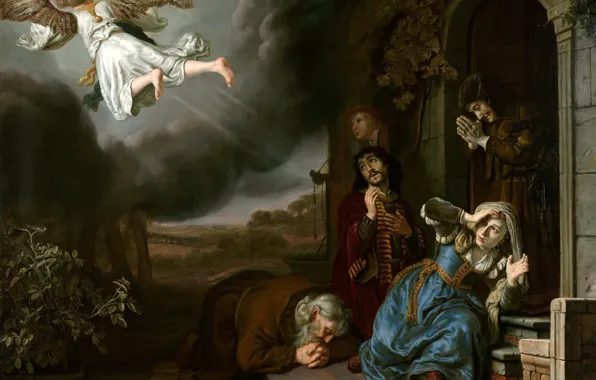 Picture picture, mythology, Jan Victors, The angel Leaving Tobias Family