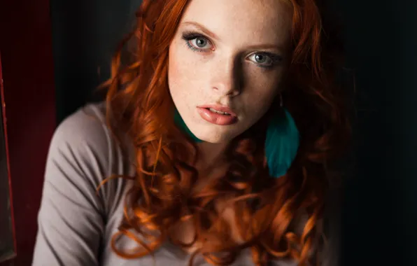 Picture look, girl, makeup, red, curls