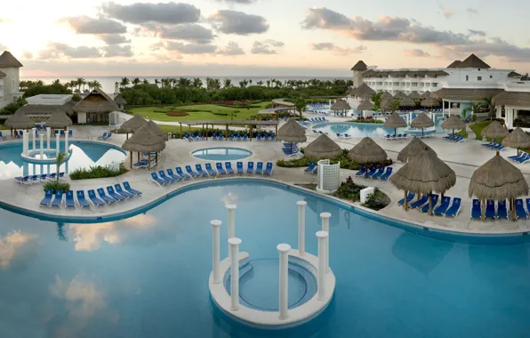 Picture beach, pool, the hotel, sunbeds, Mexico, Riviera Maya, Cancun