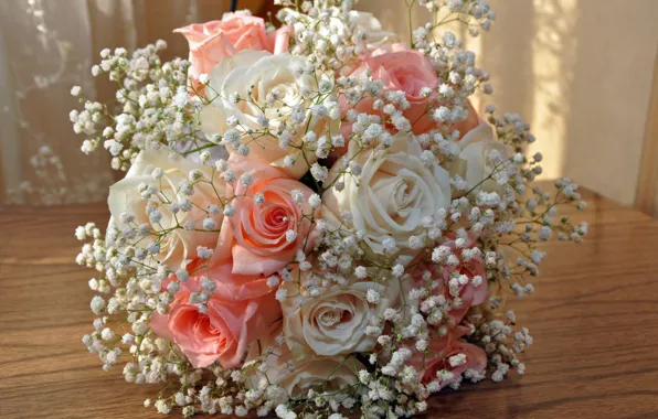 Picture flowers, holiday, roses, wedding bouquet