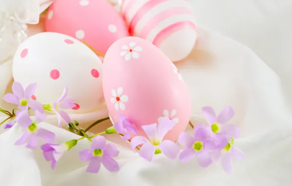 Picture flowers, Easter, pink, flowers, spring, Easter, eggs, decoration