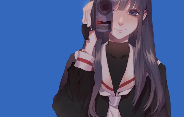Picture girl, background, camcorder
