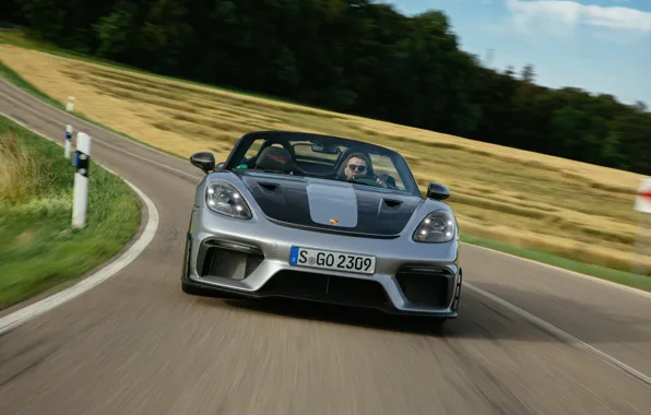 Picture Porsche, road, front view, 718, Porsche 718 Spyder RS