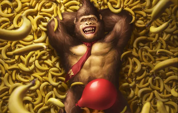 Picture The game, Ball, Bananas, Art, Art, Nintendo, Illustration, Donkey Kong