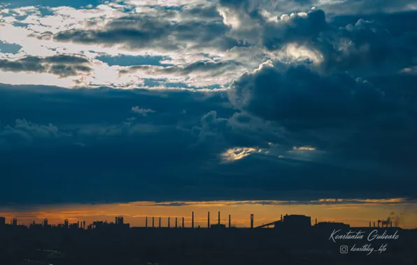 Picture sunset, plant, the evening, Ukraine, sunset, Alchevsk, AMC