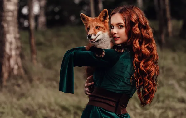 Picture look, girl, mood, Fox, red, friends, redhead, long hair