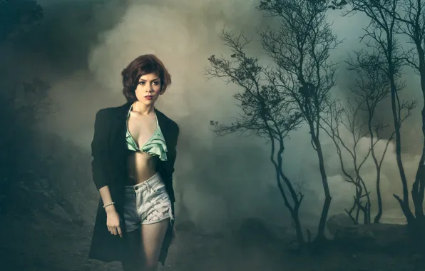 Picture forest, girl, vampire, post apocalyptic scene, Stefvanie, Ivan Lee