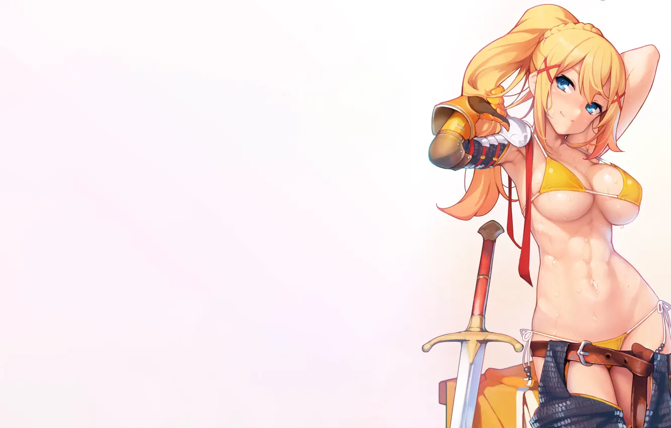 Photo wallpaper girl, sword, sexy, boobs, anime, beautiful, pretty, erotic