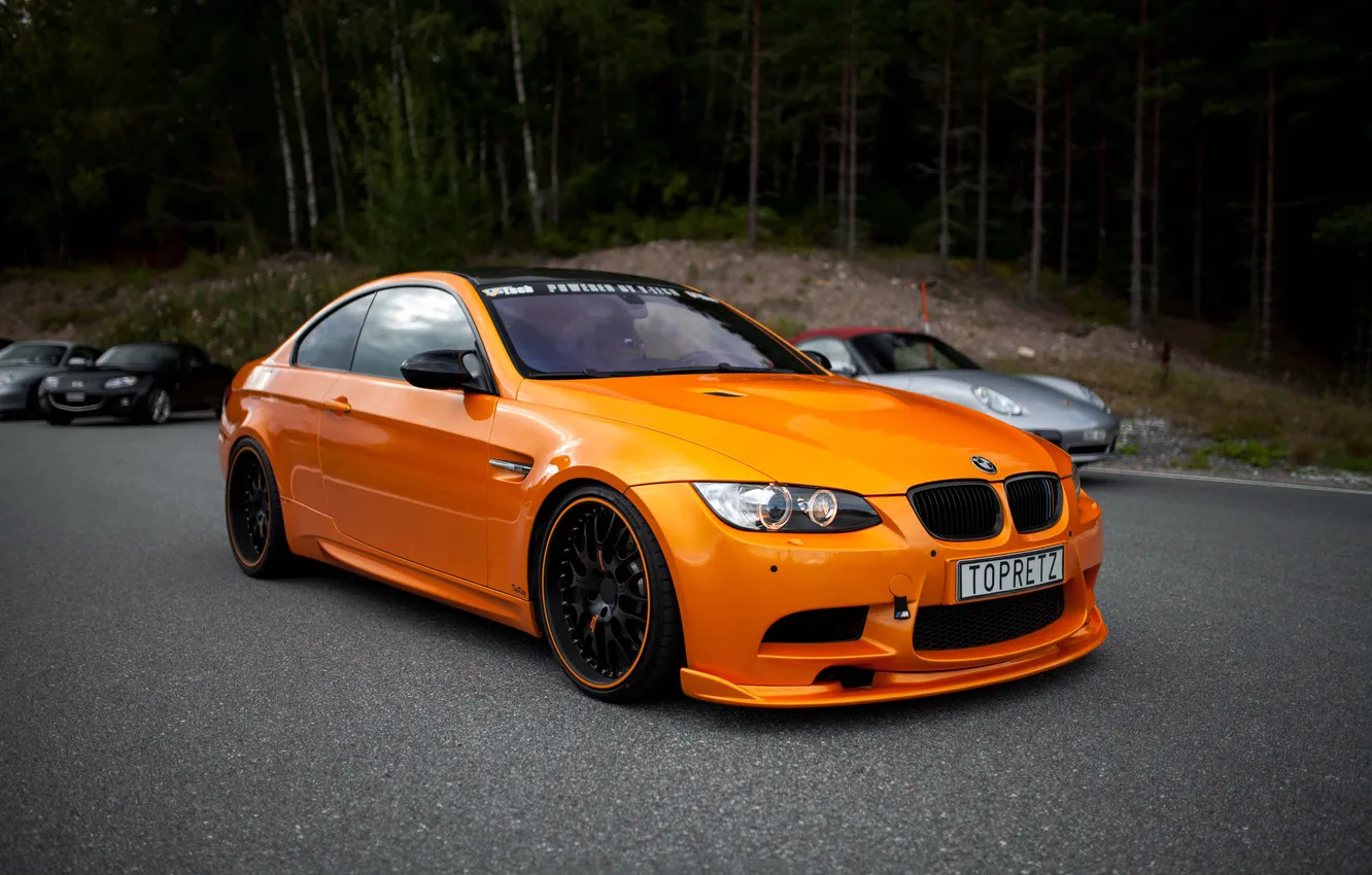 Photo wallpaper BMW, BMW, Orange, Orange, e92, Cars, Coupe