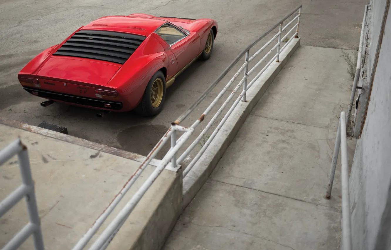 Photo wallpaper Lamborghini, 1971, Miura, rear view, Lamborghini Miura P400 SV