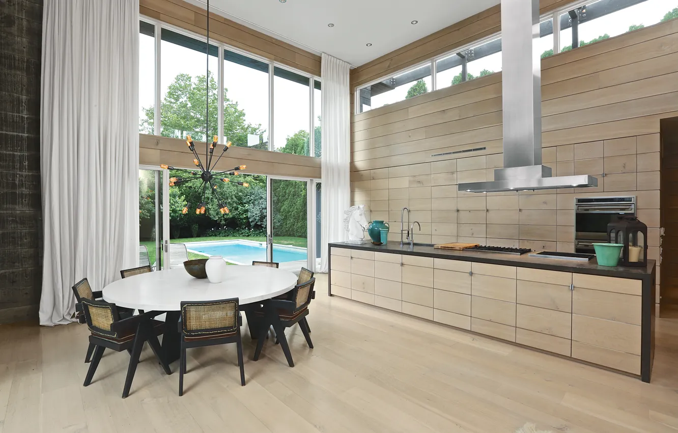 Photo wallpaper pool, villa, luxury, living space