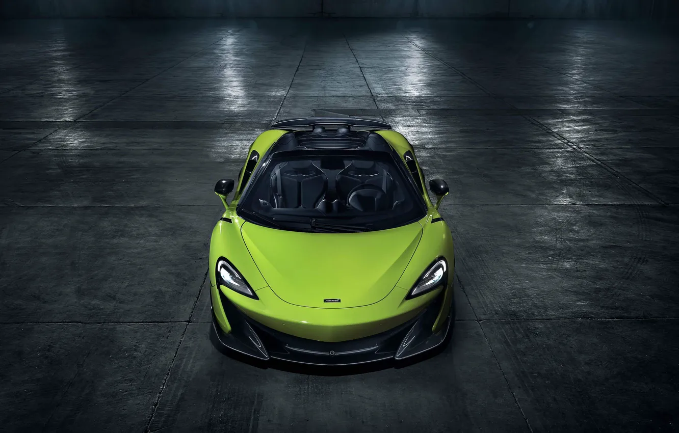 Photo wallpaper machine, light, style, lights, hangar, Roadster, sports car, McLaren 600LT Spider