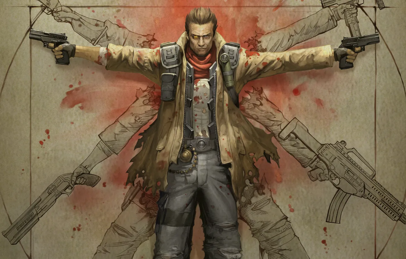 Photo wallpaper weapons, Xbox 360, NeverDead, Playstation 3., The Golden ratio