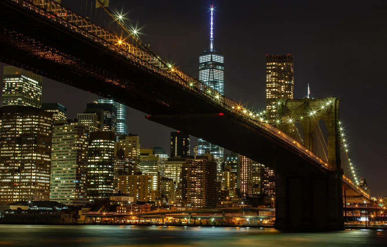 Photo wallpaper New York, Brooklyn bridge, Manhattan