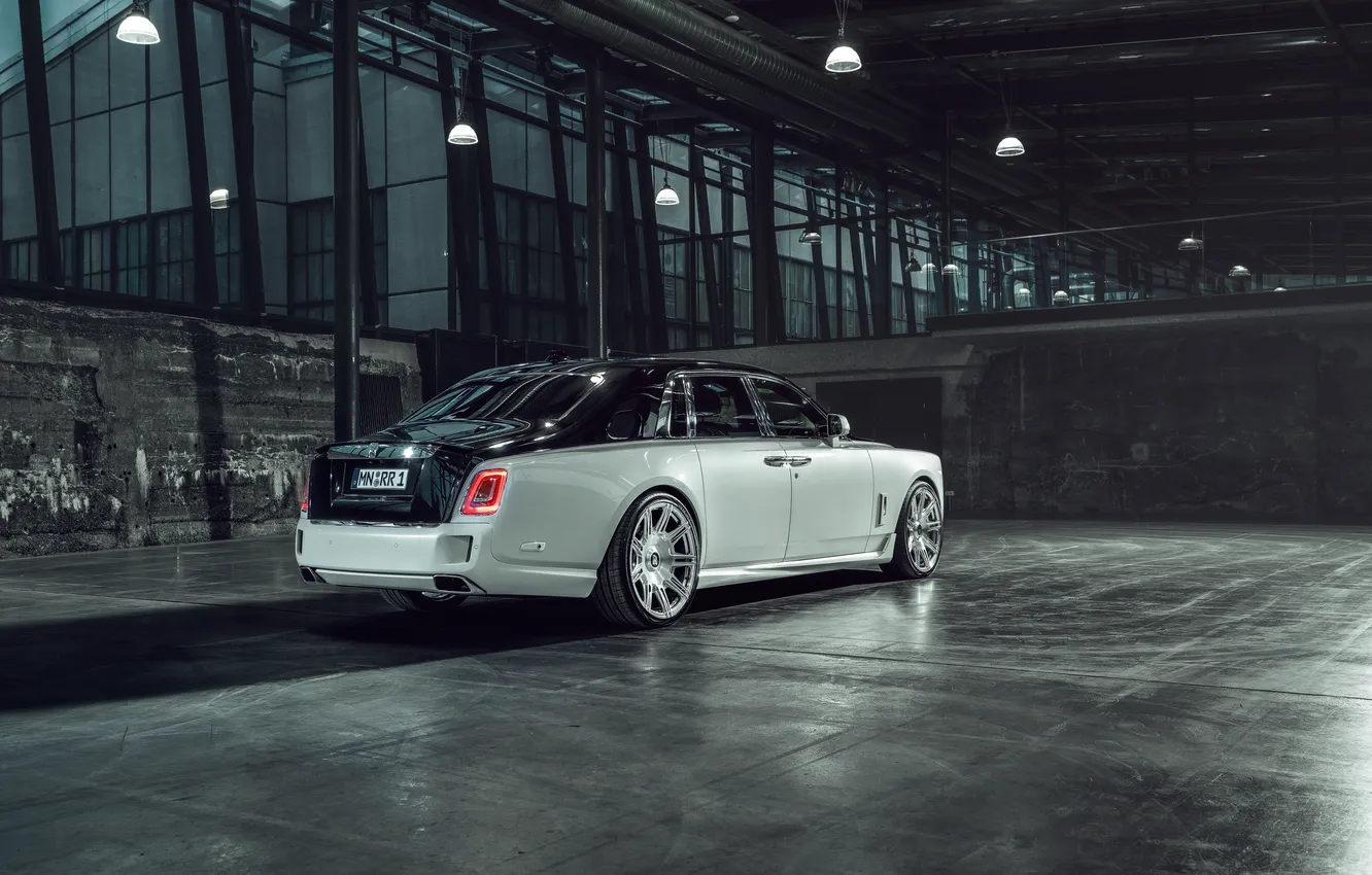 Photo wallpaper Rolls-Royce, Rolls-Royce Phantom, Tuning, Black and White, Rear, Spofec, 2019, Spofec Rolls-Royce Phantom