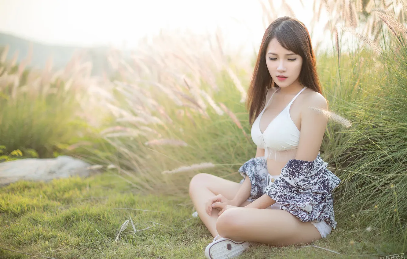 Photo wallpaper girl, woman, asian, cute