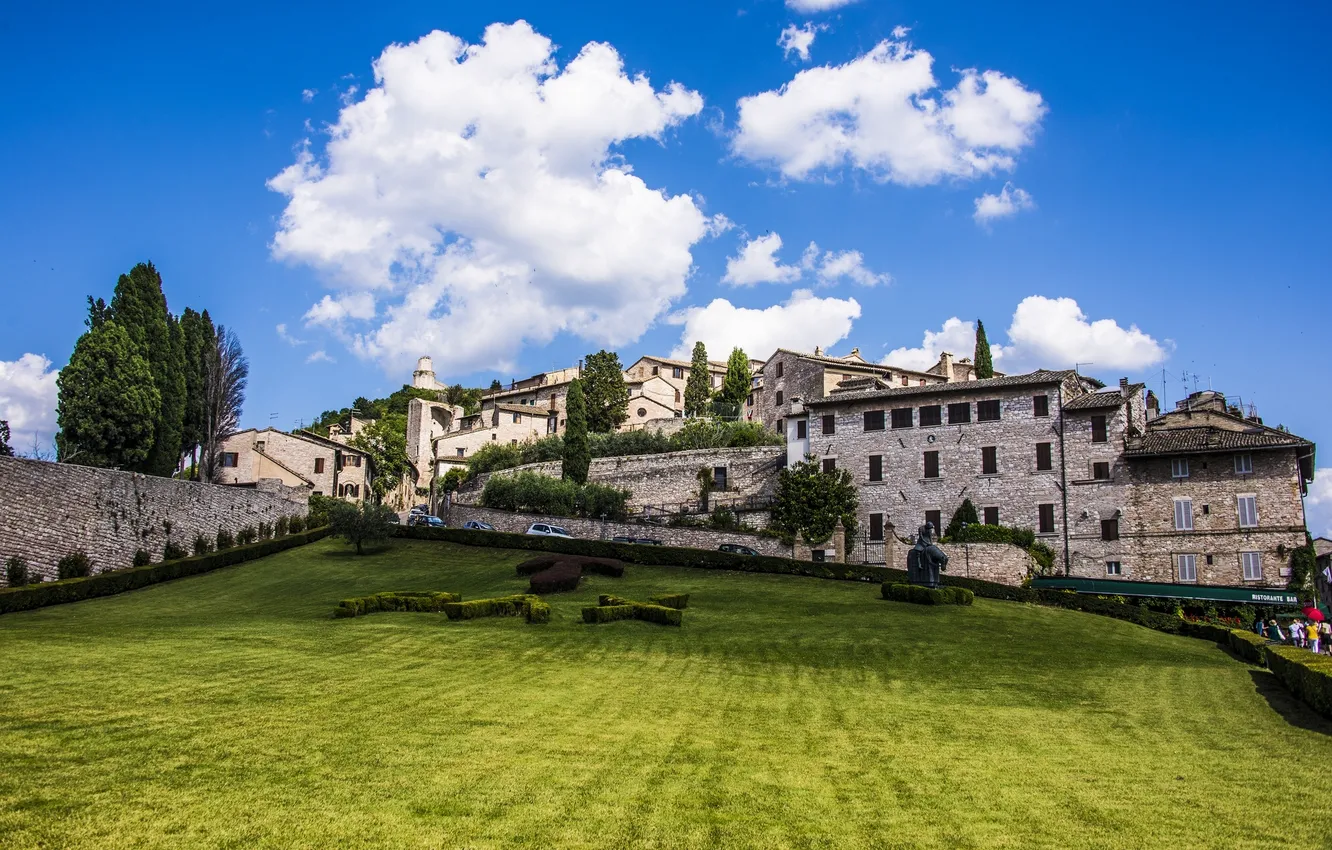 Photo wallpaper building, Italy, lawn, Italy, Assisi, Assisi