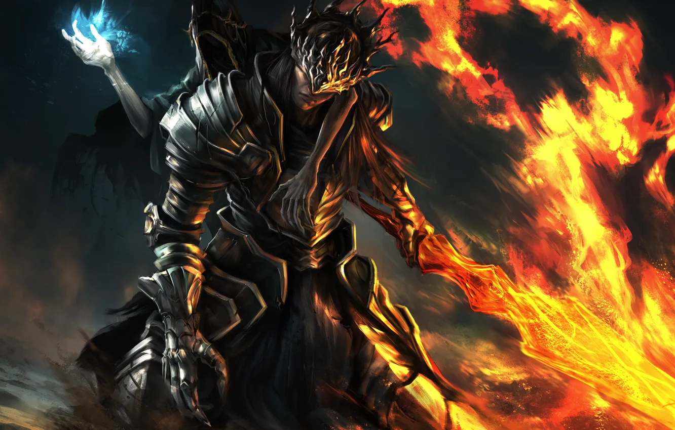 Photo wallpaper weapons, fire, the game, sword, armor, art, armor, Dark Souls 3