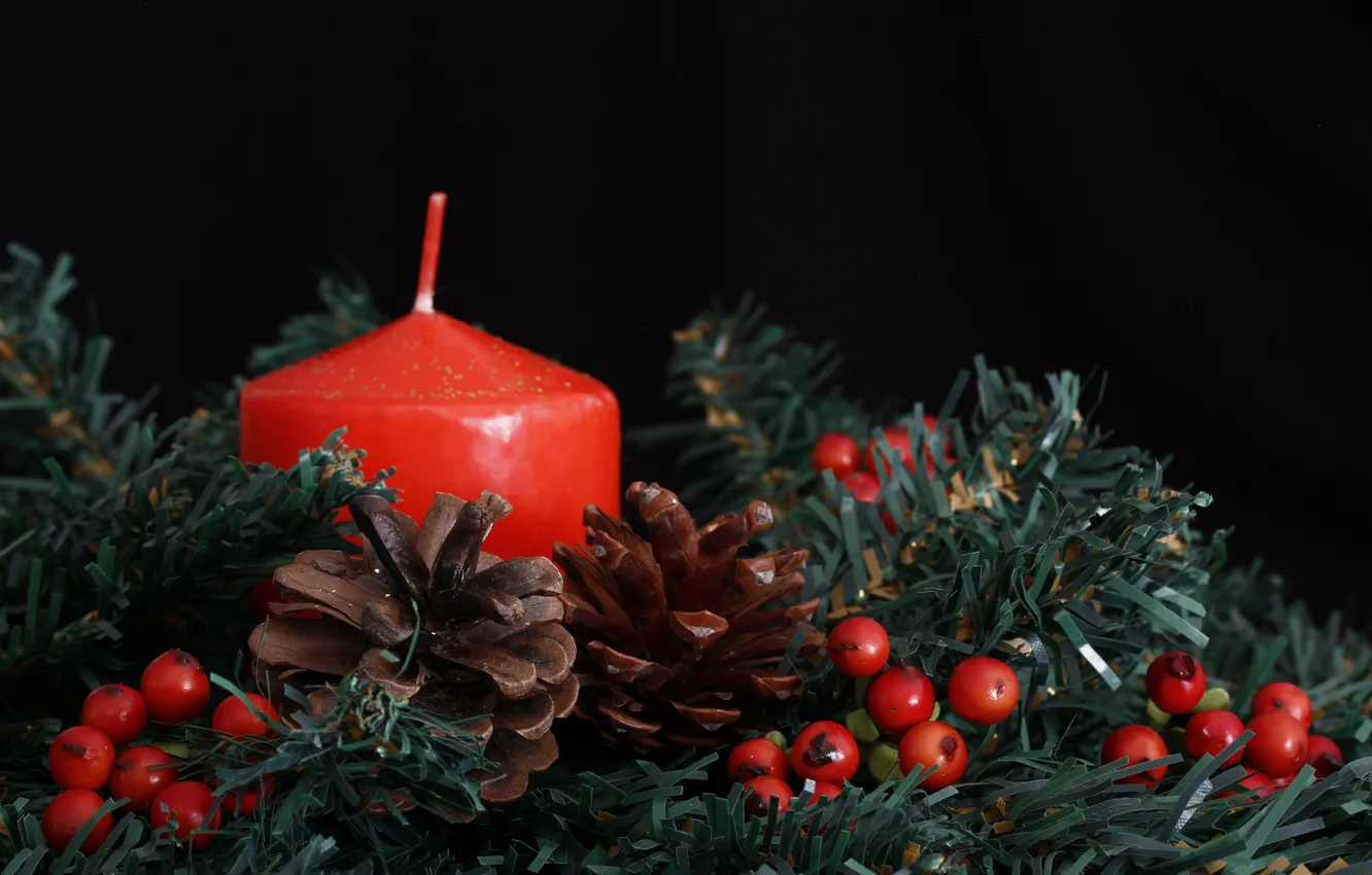 Photo wallpaper holiday, tree, candle