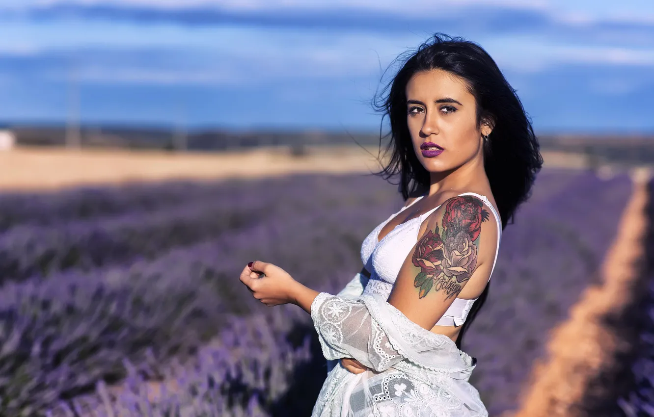 Photo wallpaper girl, tattoo, Saray