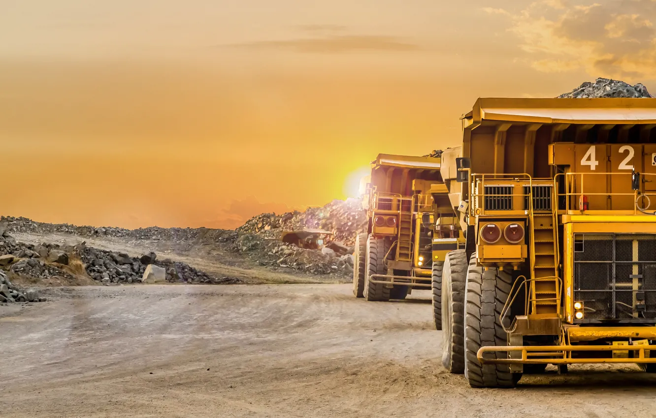 Photo wallpaper trucks, mine, mining