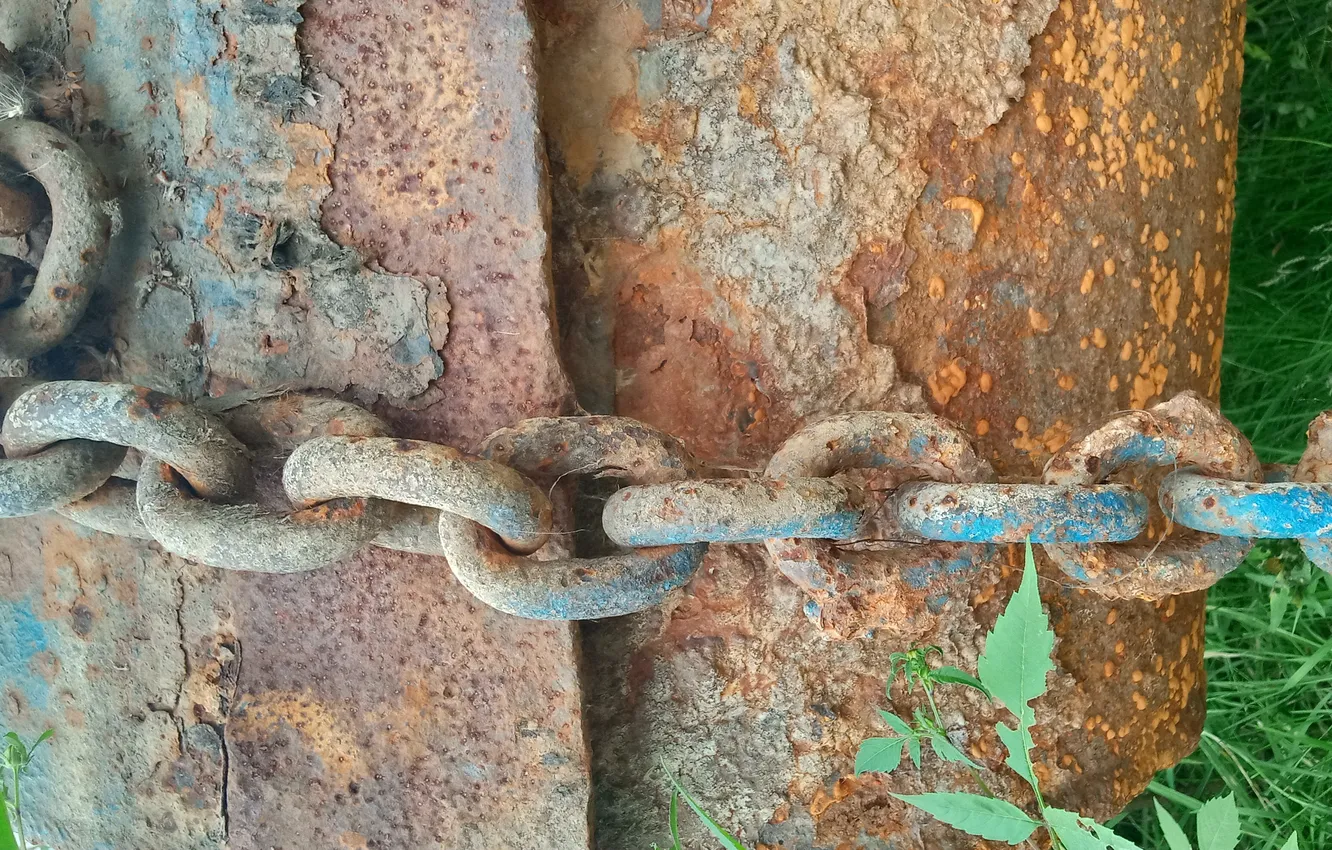 Photo wallpaper shipping company, iron, rust, chain