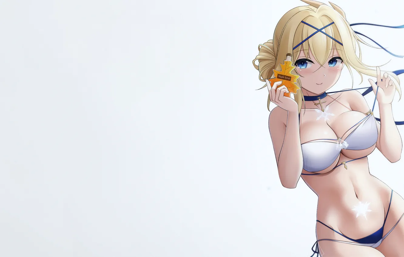 Photo wallpaper girl, sexy, boobs, anime, beautiful, pretty, erotic, blonde