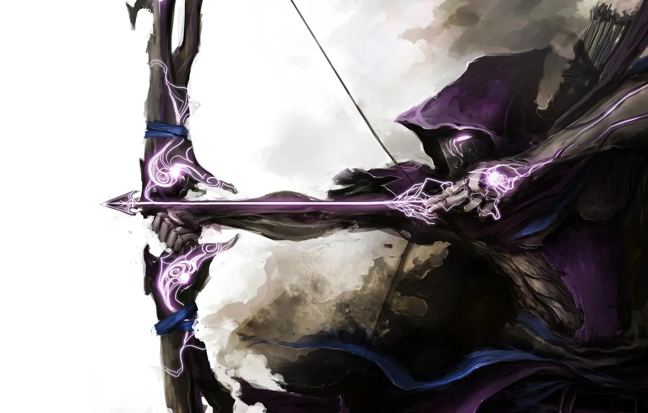 Photo wallpaper weapons, mask, bow, art, arrow, cloak, Archer