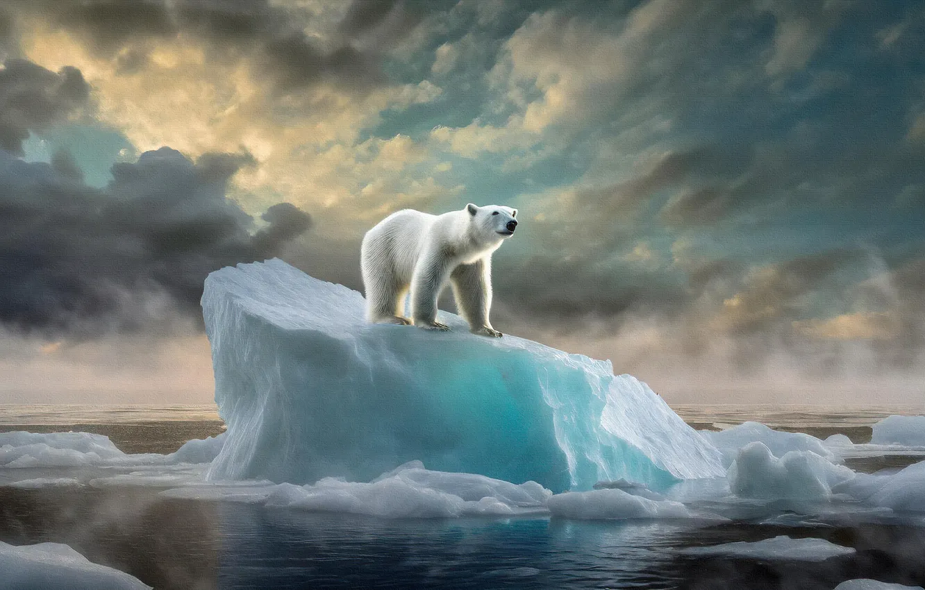 Photo wallpaper ice, winter, white, nature, art, bear