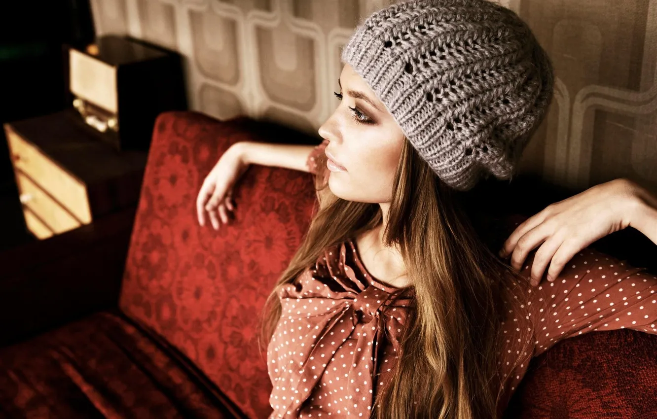 Photo wallpaper look, girl, model, hat