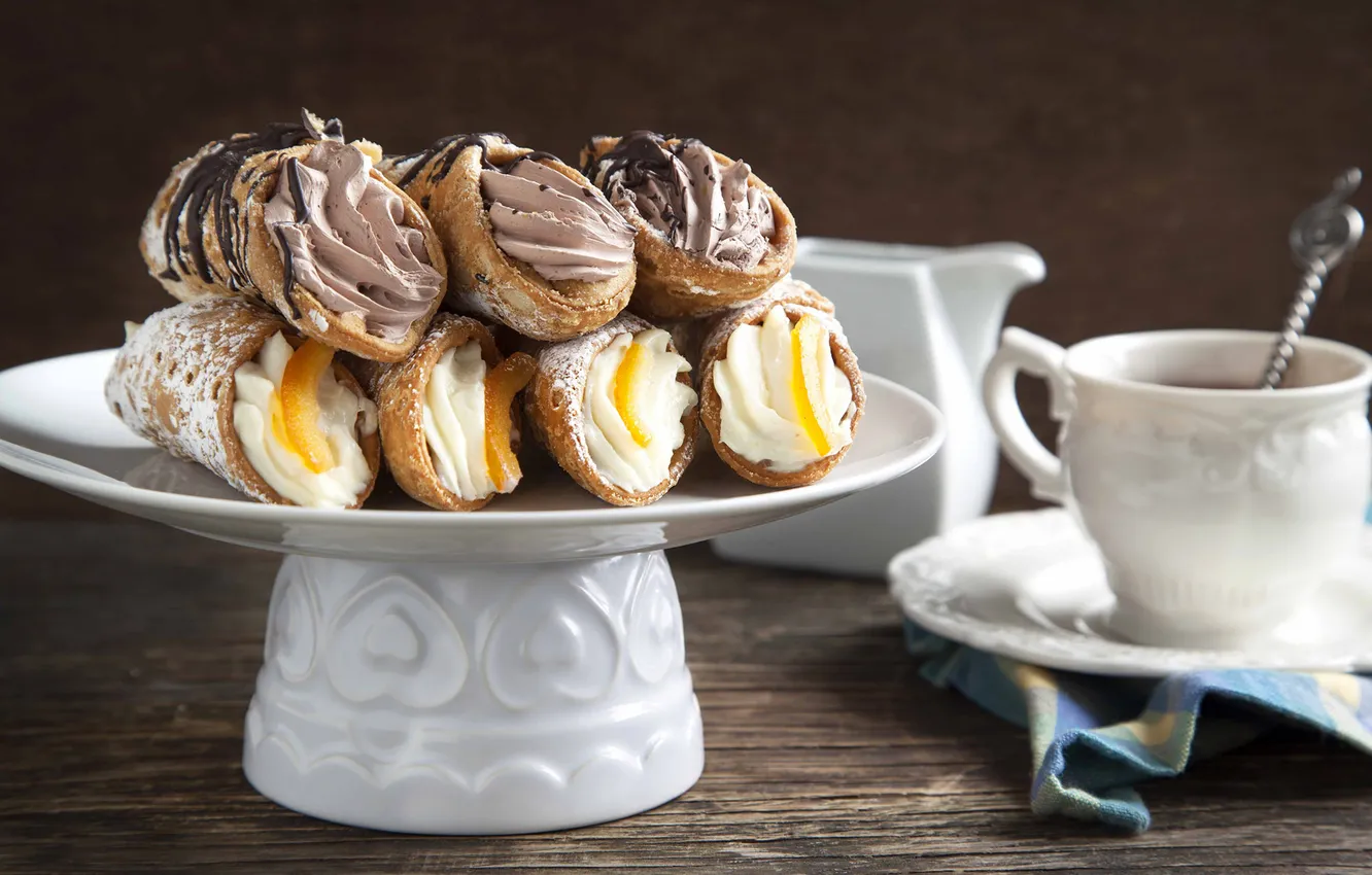 Photo wallpaper coffee, chocolate, Cup, sweets, cake, cream, dessert, sweet