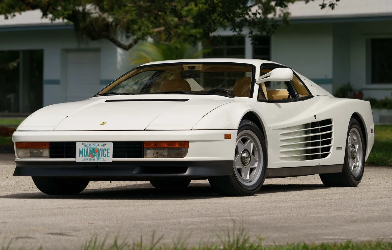 Photo wallpaper Ferrari, White, Testarossa