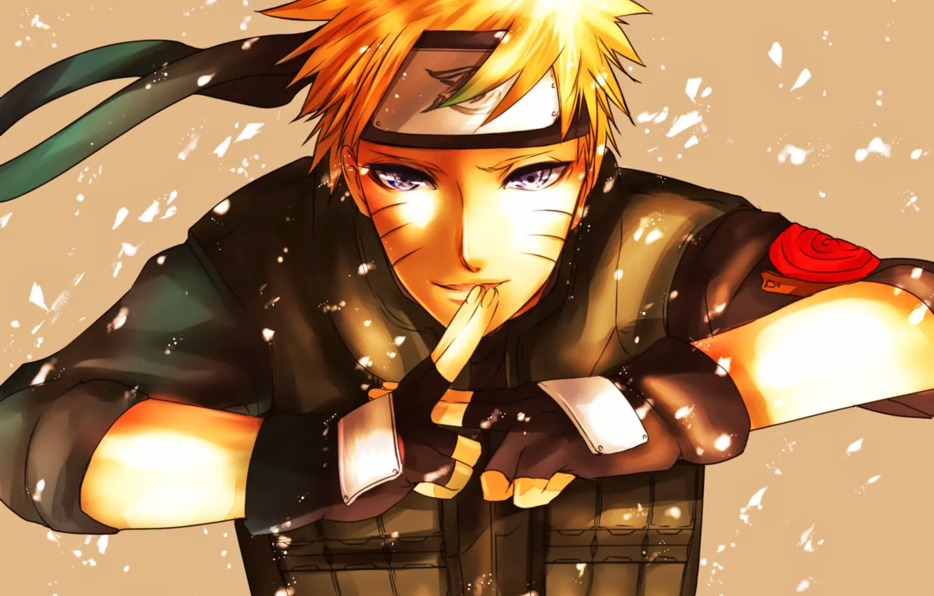 Photo wallpaper smile, male, blue eyes, bandana, naruto, short hair, high resolution, vest