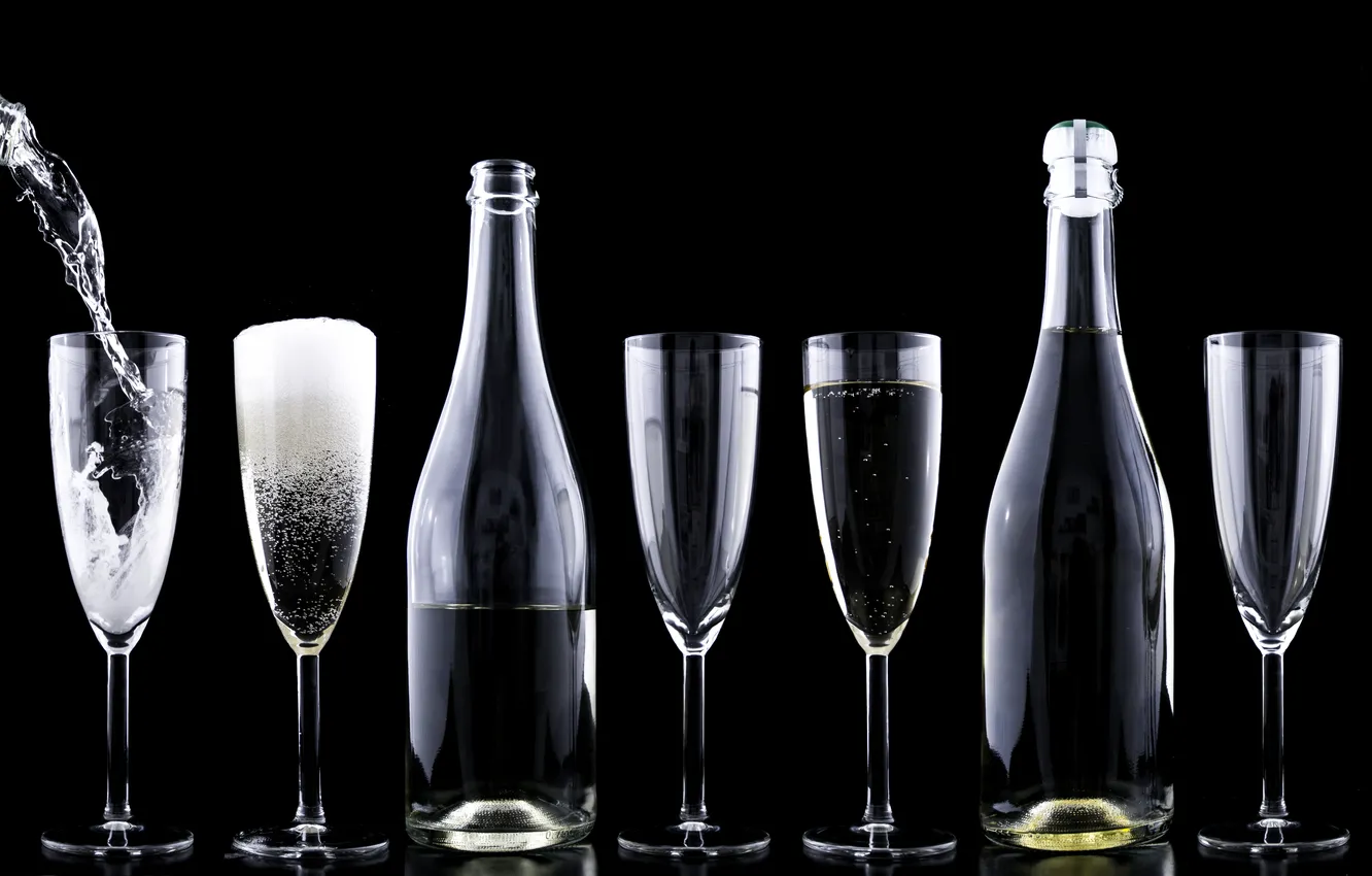 Photo wallpaper glass, white, black, wine, liquid