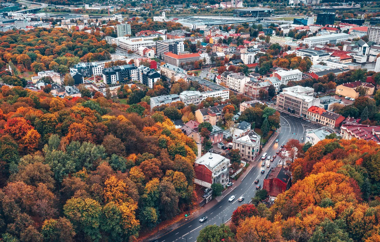 Photo wallpaper autumn, Lithuania, Kaunas