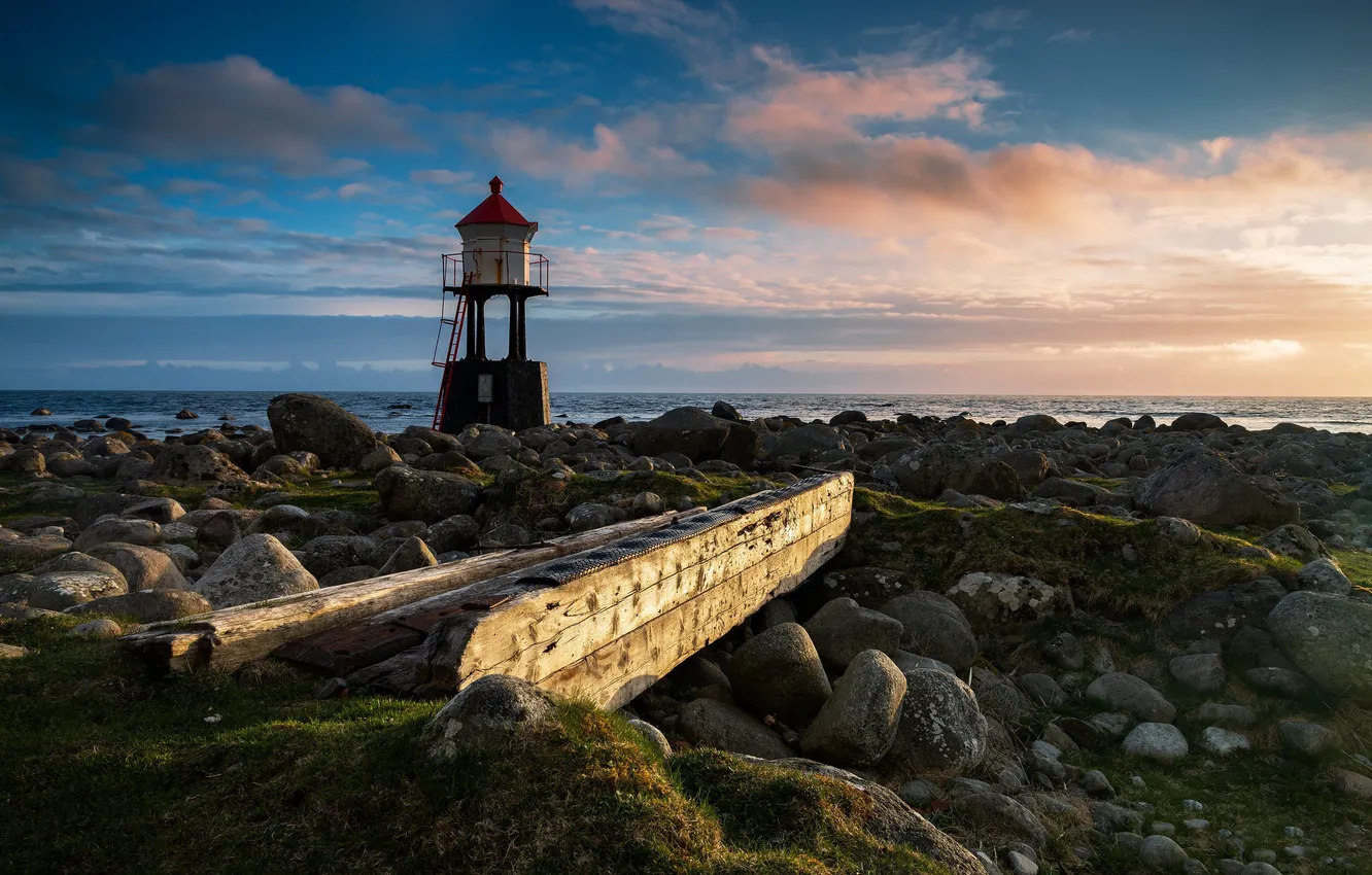 Photo wallpaper sea, coast, lighthouse, horizon