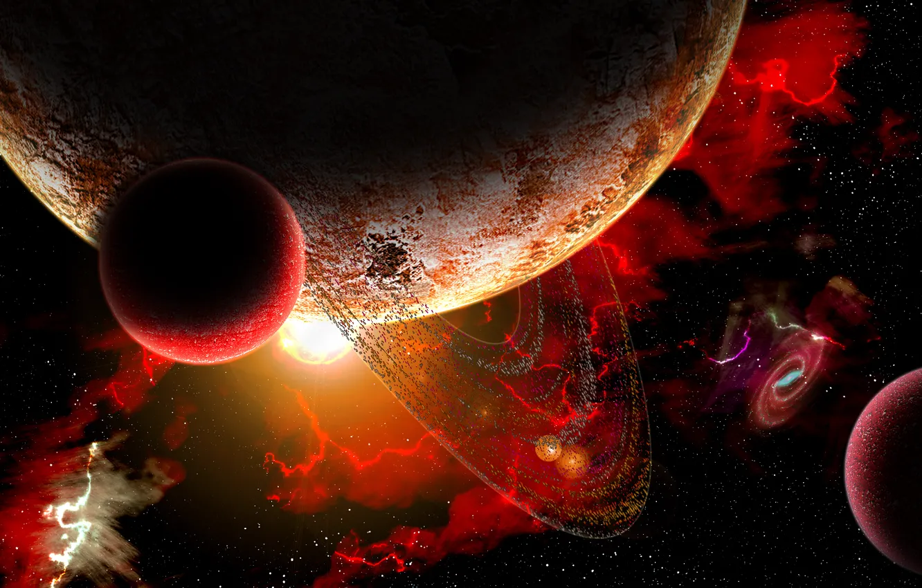 Photo wallpaper red, storm, planet