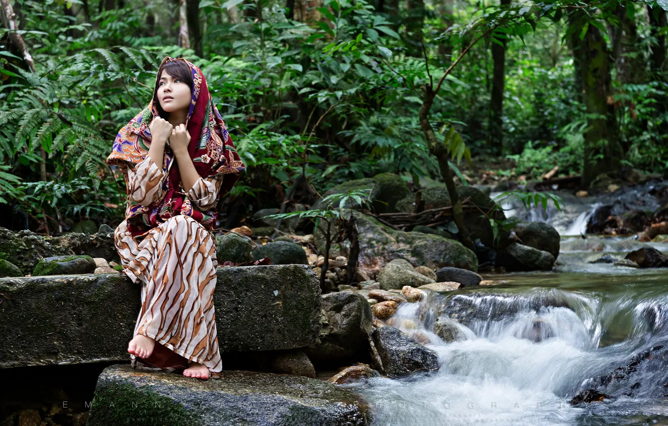 Photo wallpaper nature, stream, mood, Asian