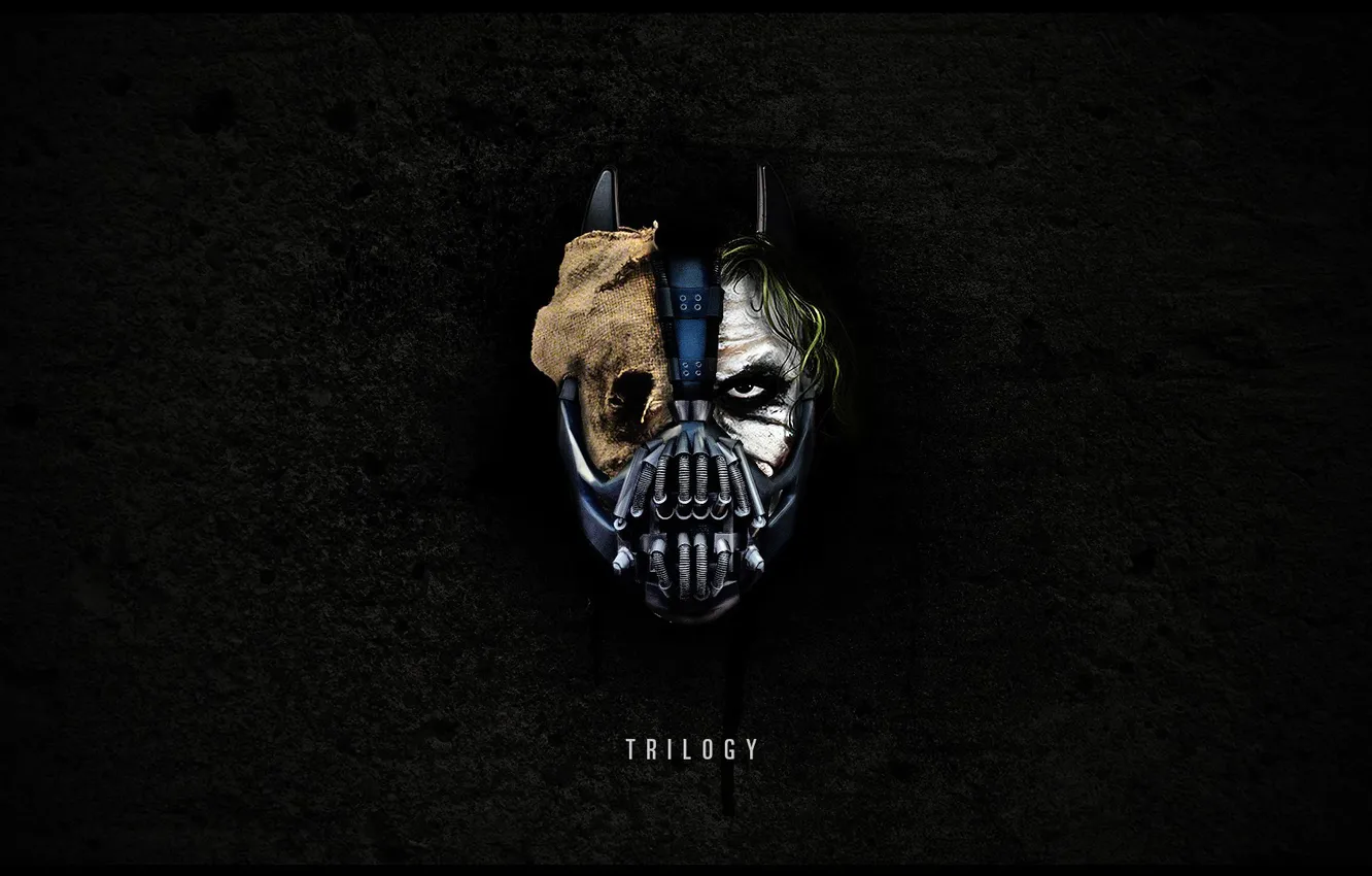 Photo wallpaper Batman, Joker, Bane, Batman Trilogy, scarecrow