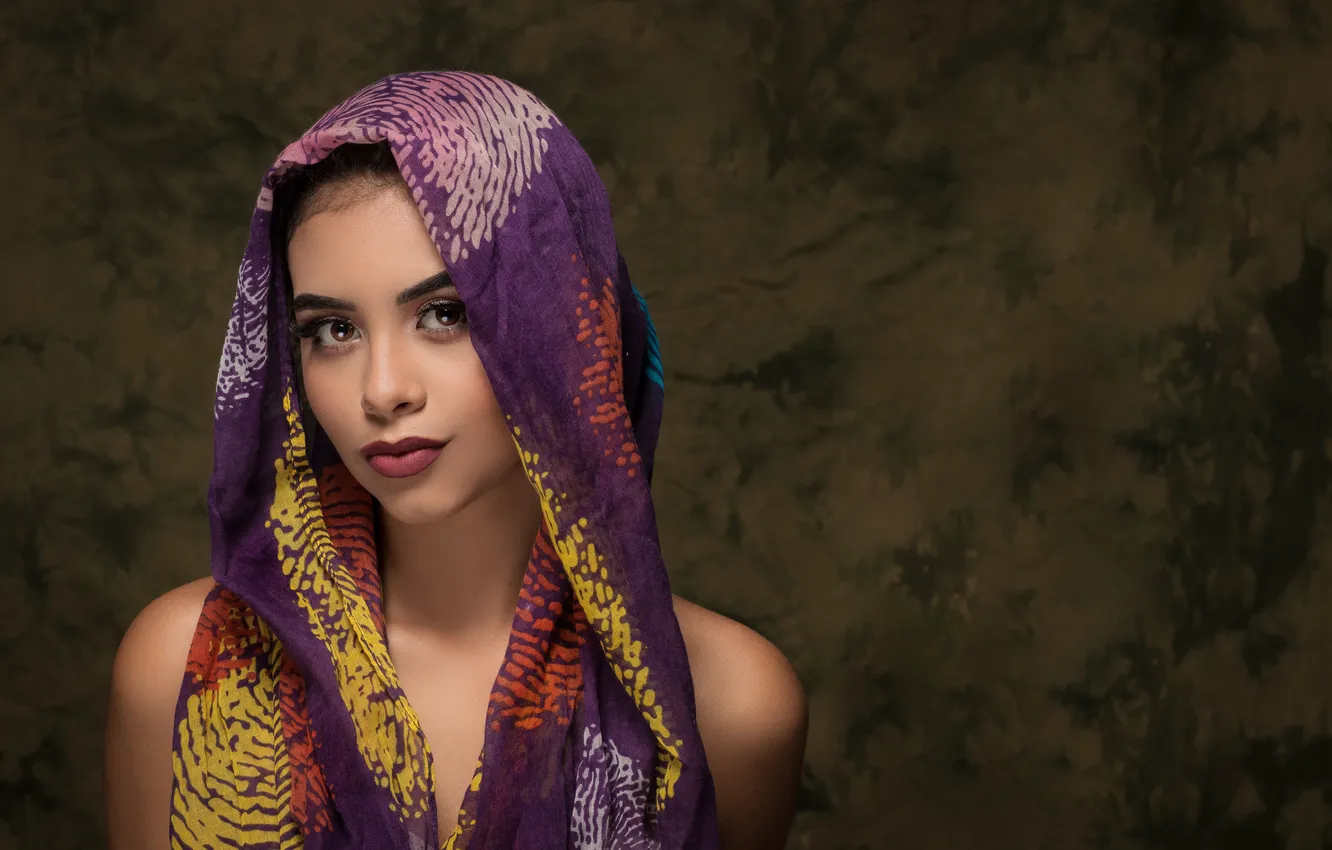 Photo wallpaper look, girl, model, portrait, shawl, Camila