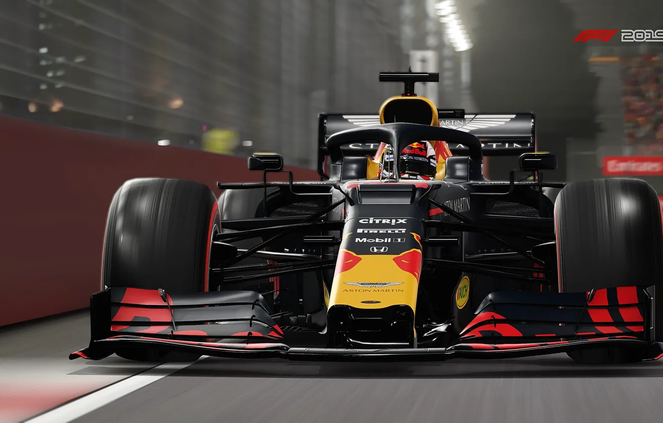 Photo wallpaper track, racing car, F1 2019, Red Bull RB15