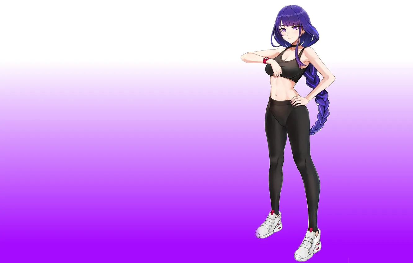 Photo wallpaper girl, hot, sexy, anime, pretty, purple, babe, Raiden