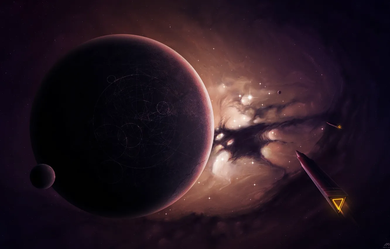 Photo wallpaper space, ship, planet