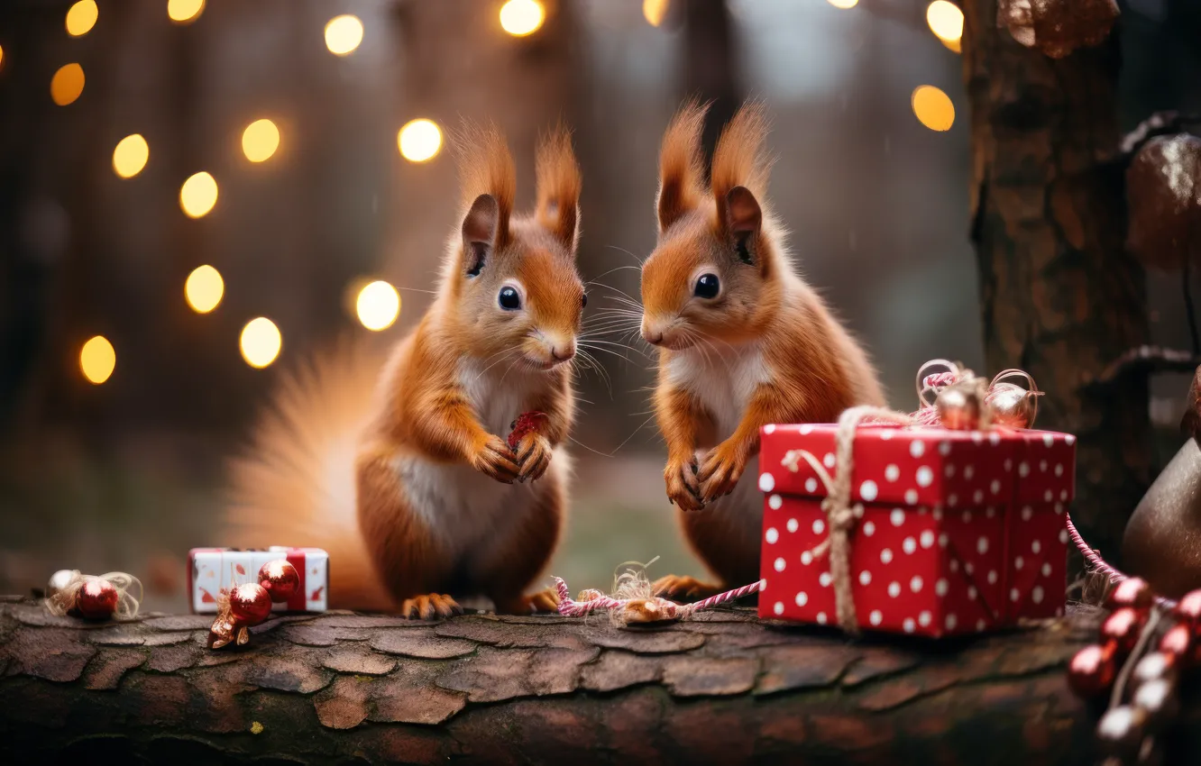 Photo wallpaper winter, snow, box, gift, toy, new year, protein, Christmas