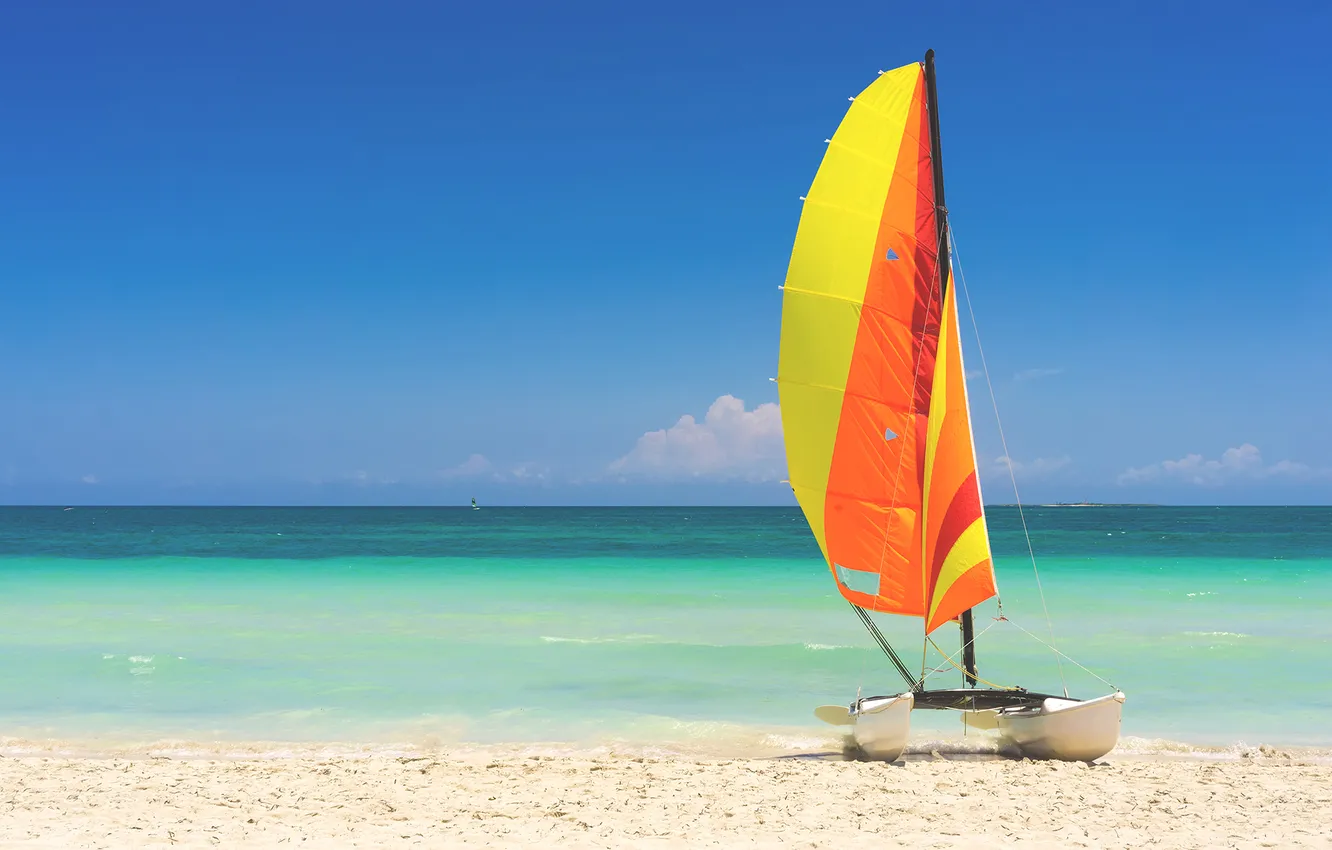 Photo wallpaper sea, beach, landscape, stay, Cuba, sail, resort