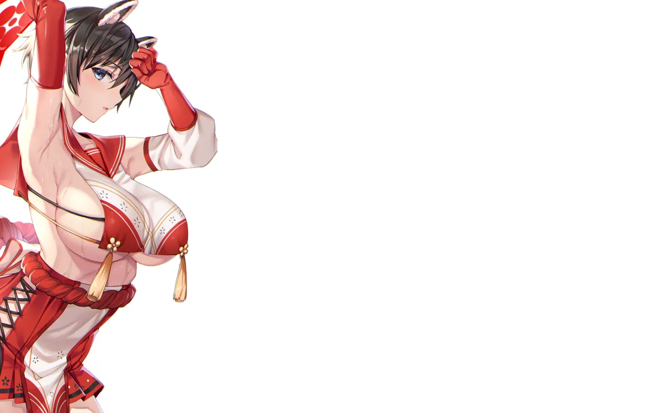 Photo wallpaper kawaii, red, girl, hot, sexy, boobs, anime, breasts